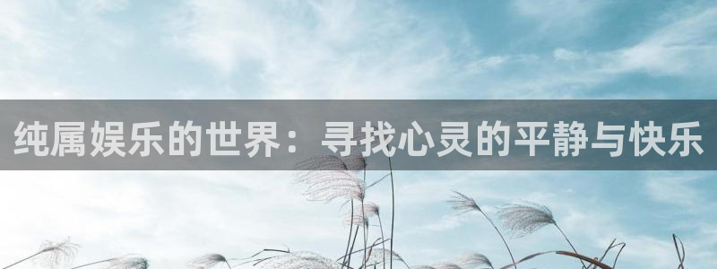 赢乐彩票4开户：纯属娱乐的世界：寻找心灵的平静与快乐
